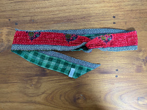 Knotted Kantha Head Wrap - Red / Green