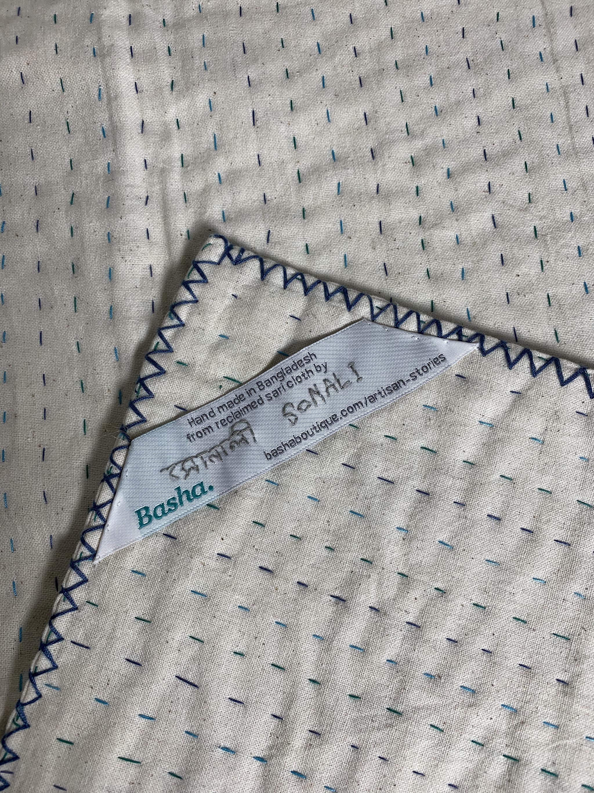 Large Natural Kantha - Blue