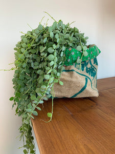 Vintage Kantha Jute Basket - Green