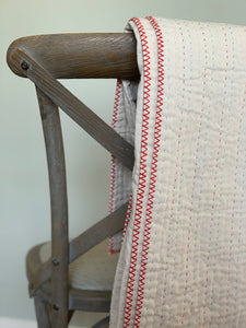 Large Natural Kantha - Red / Yellow / Green