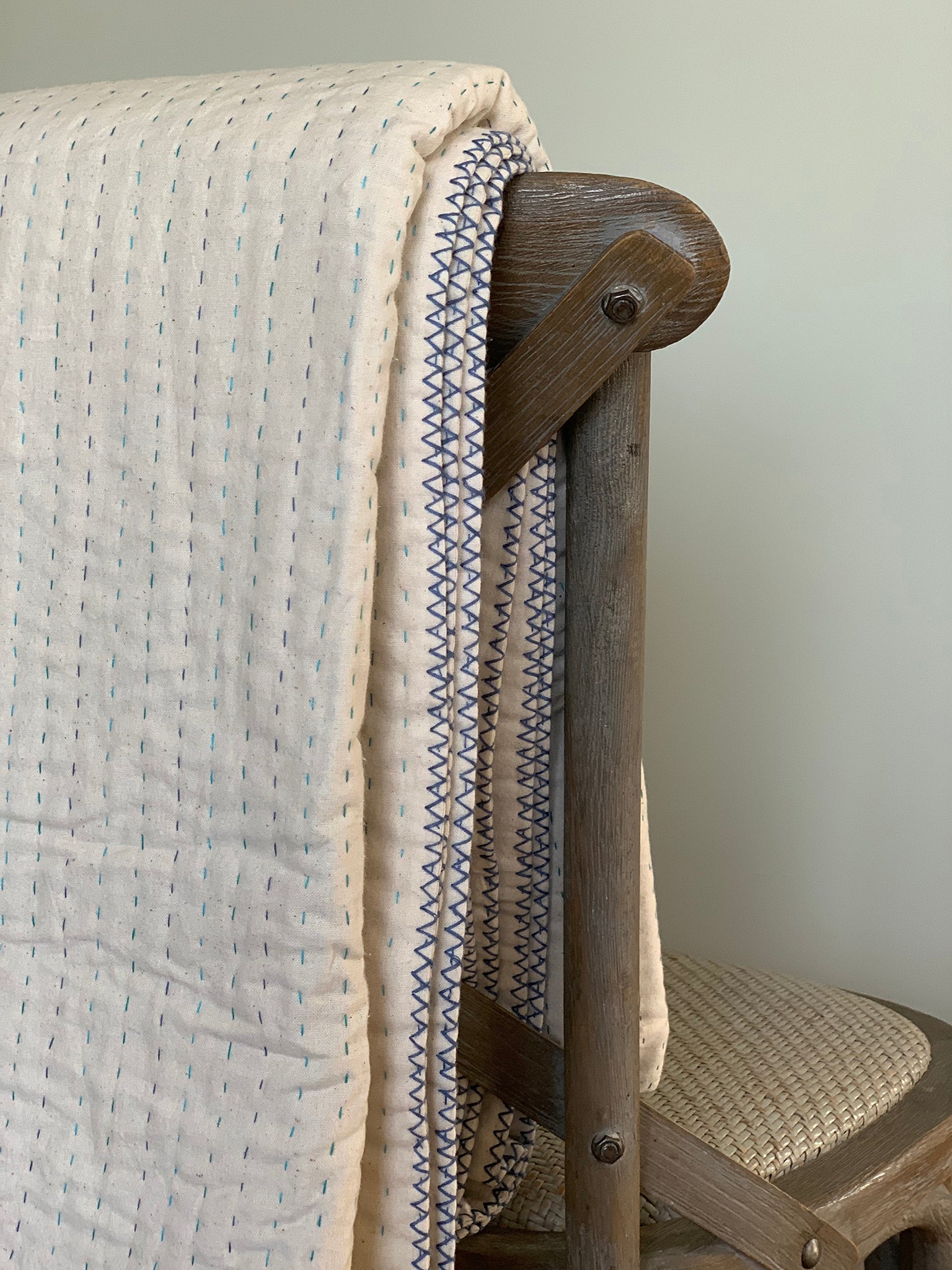 Large Natural Kantha - Blue