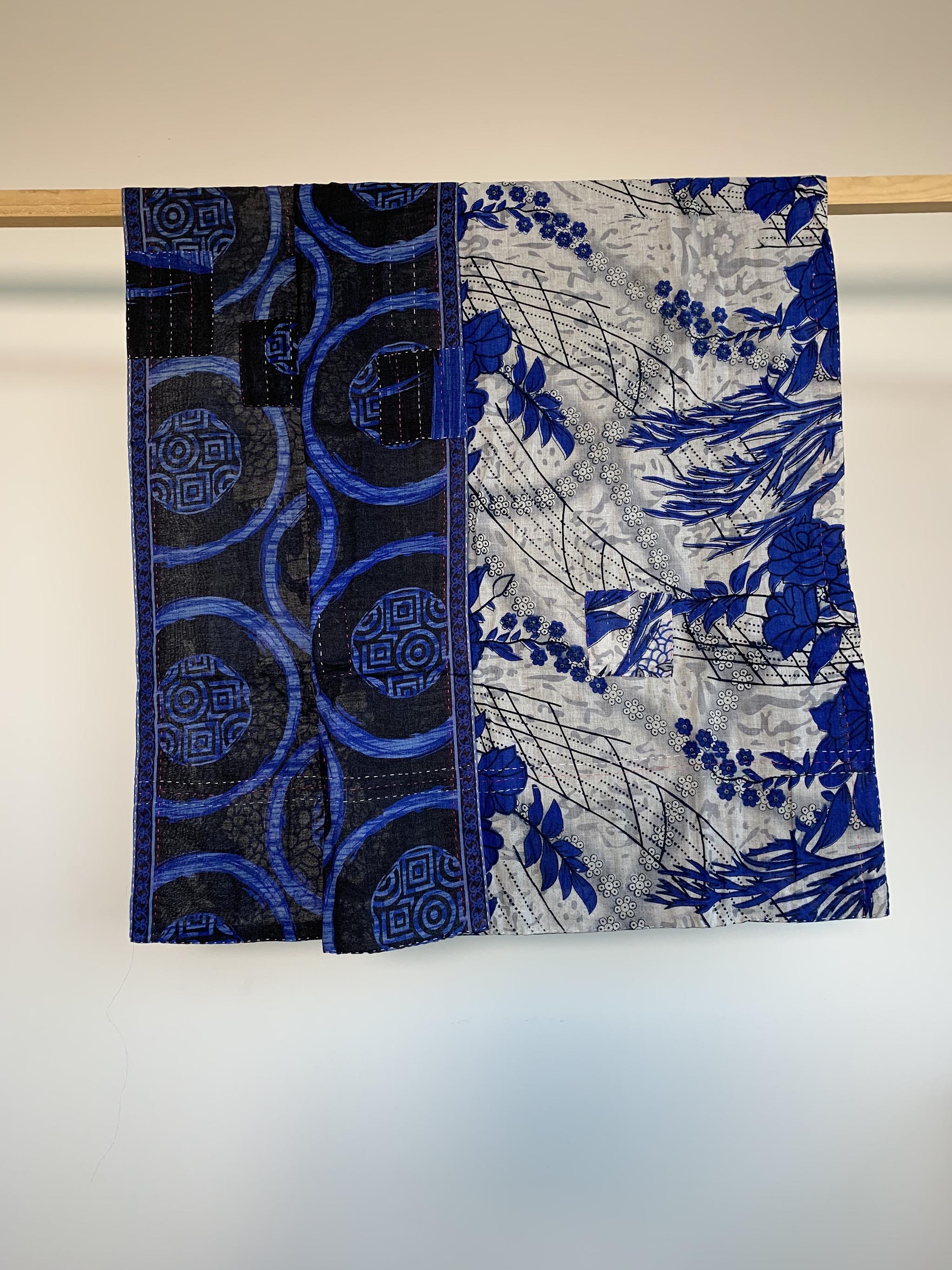 Vintage Kantha Scarf Blue / Grey