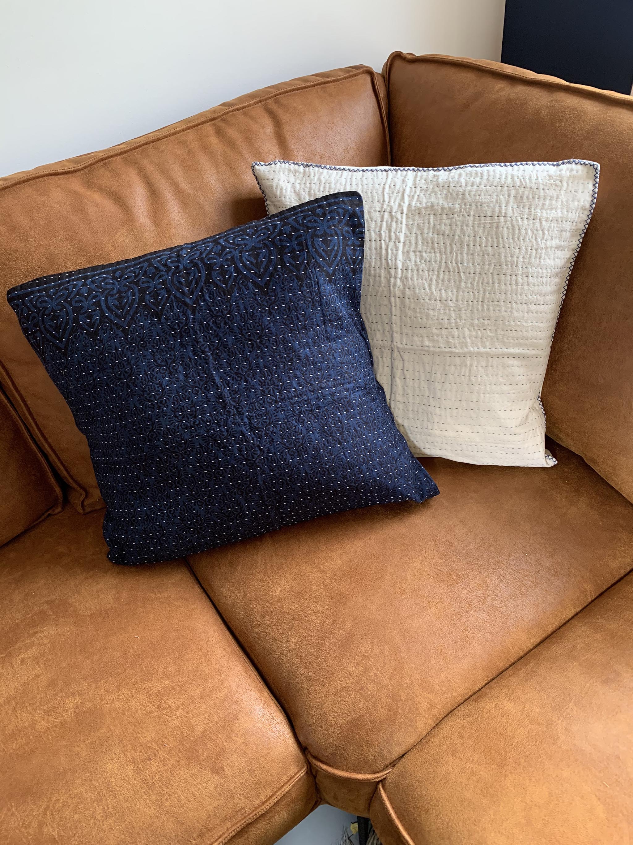 Indigo Kantha Cushion Cover #001