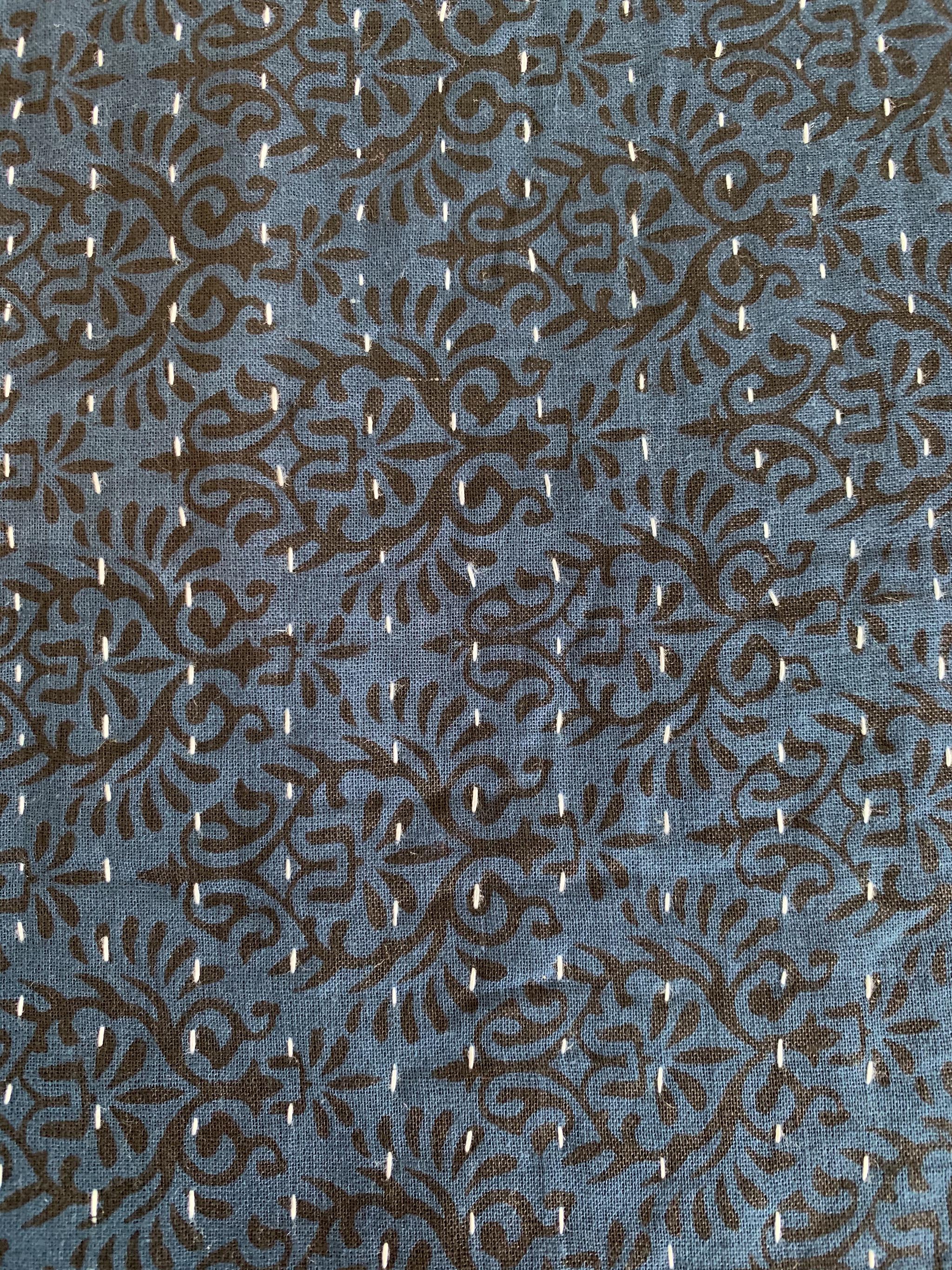 Indigo Kantha Cushion Cover #001