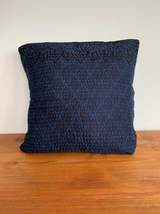 Indigo Kantha Cushion Cover #001