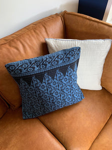 Natural Kantha Cushion Cover - Blue