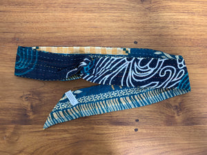 Knotted Kantha Head Wrap - Navy / Teal