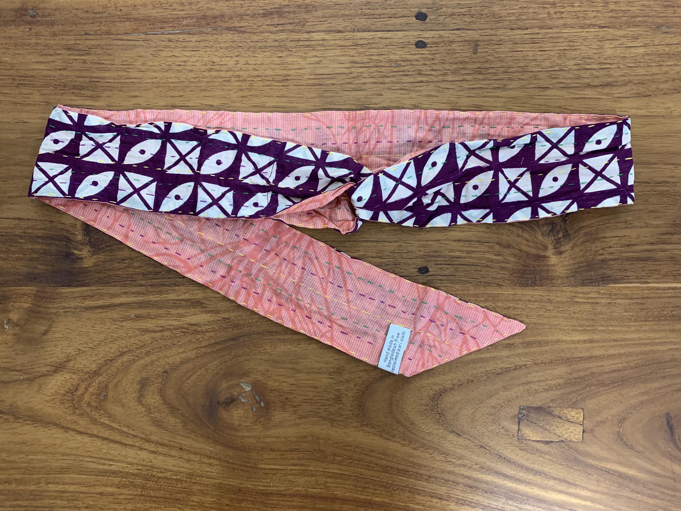 Knotted Kantha Head Wrap - Pink / Purple