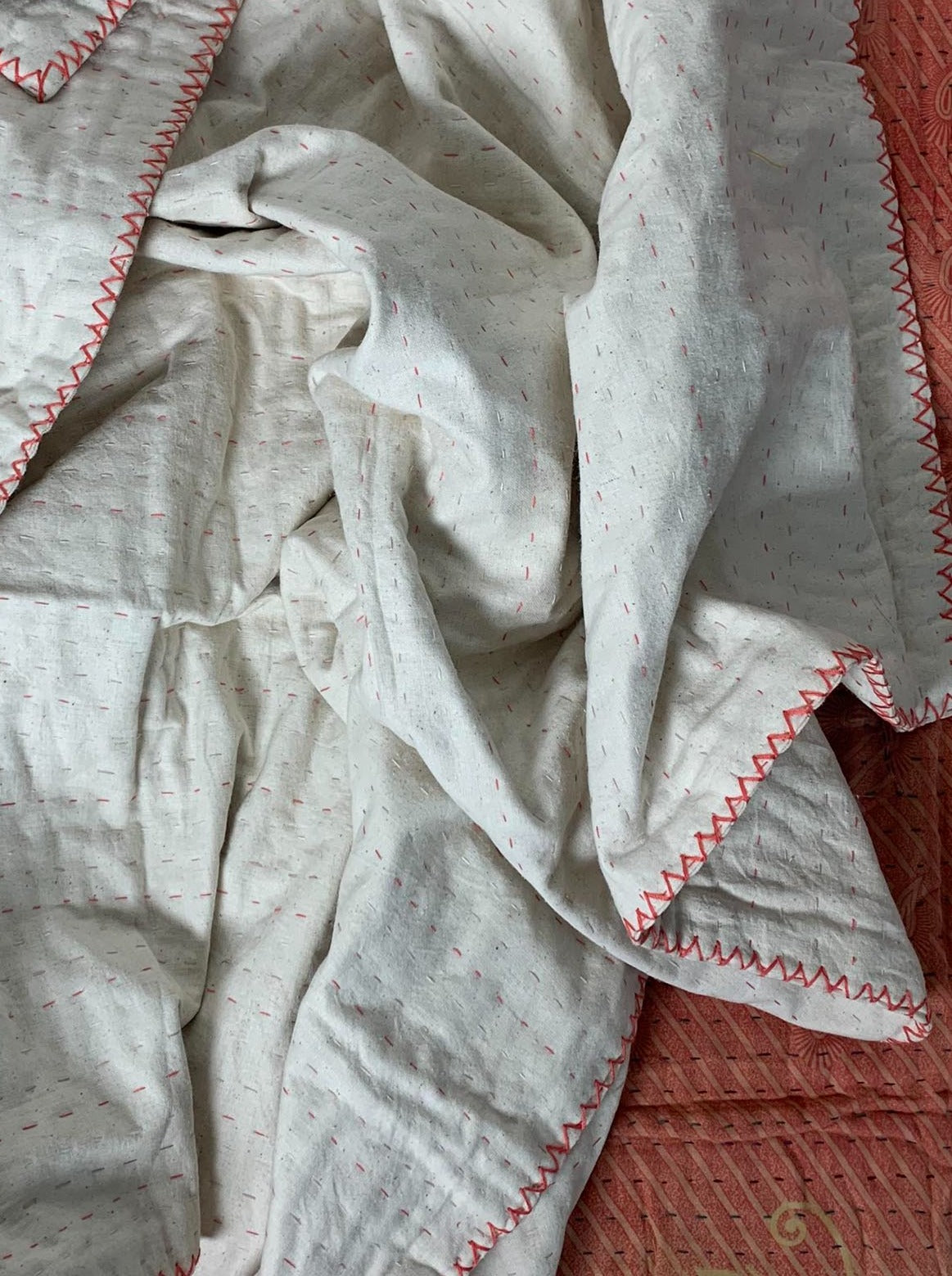 Small Natural Kantha - Pink