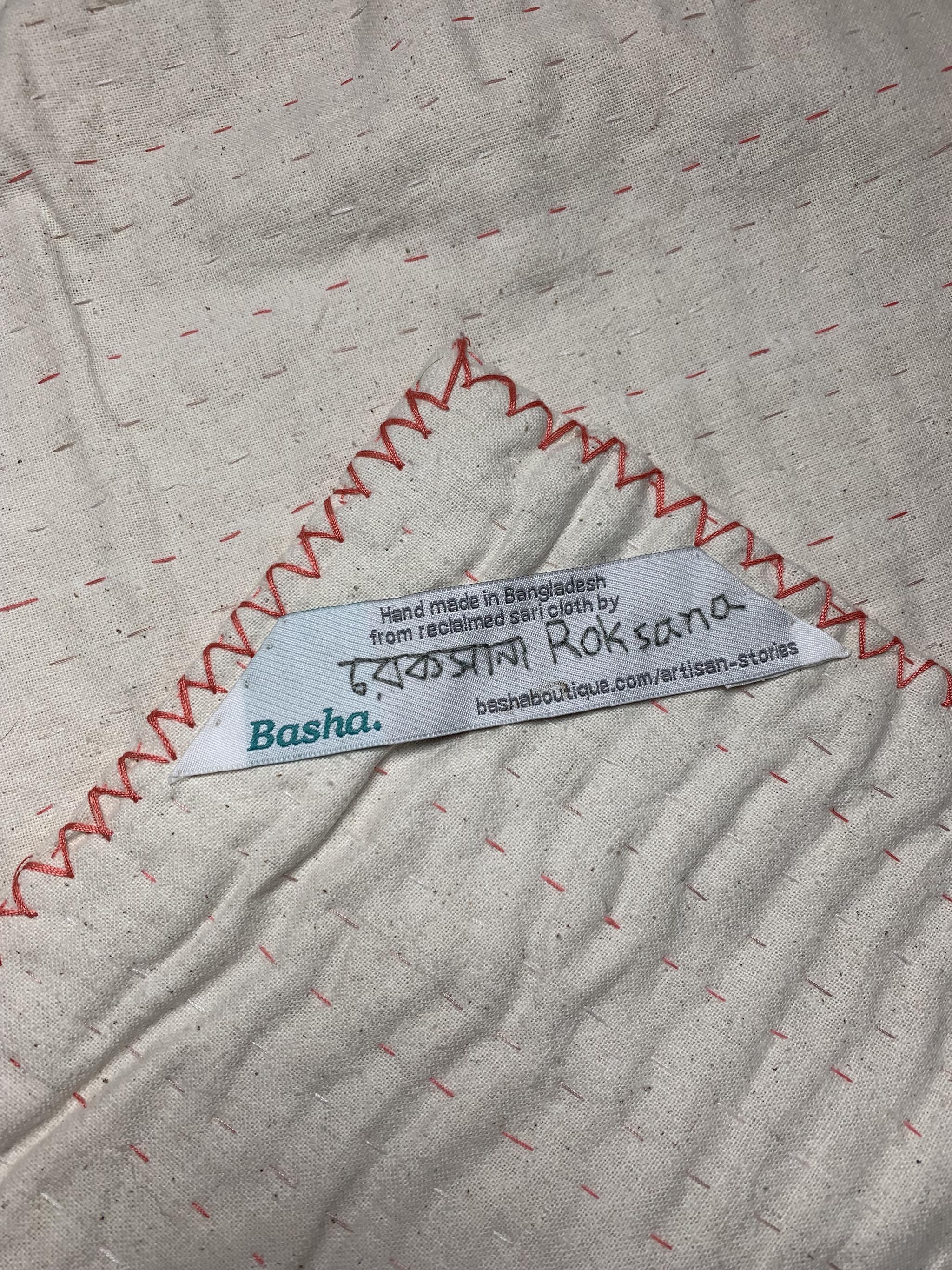 Small Natural Kantha - Pink