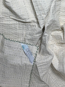 Small Natural Kantha - Green