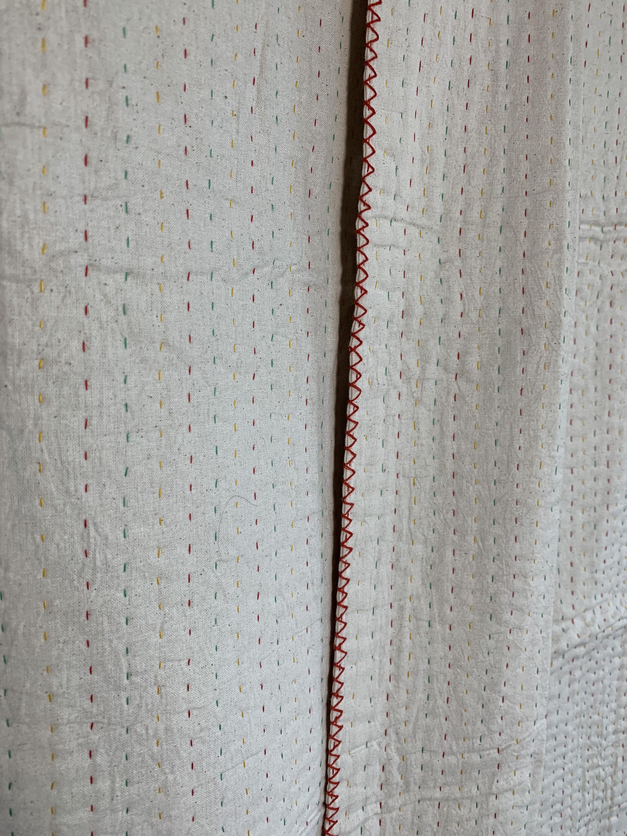 Medium Natural Kantha - Red / Yellow / Green